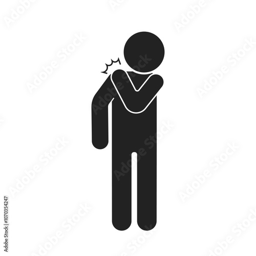 Isolated pictrogram sign, neck pain, shoulder ache, massage mussle tension