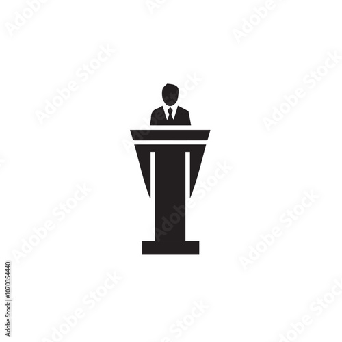 public speaker with speech desk icon