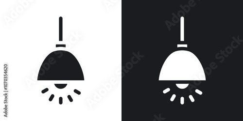 Hanging light icon in solid black and white color