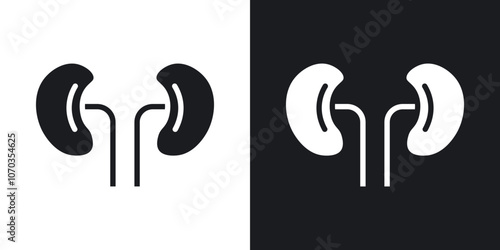 Kidney icon in solid black and white color