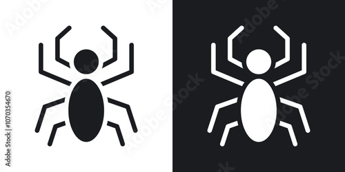 Spider icon in solid black and white color