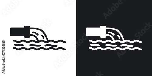 Waste water icon in solid black and white color