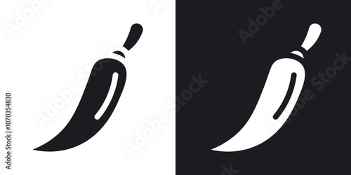 Chili icon in solid black and white color