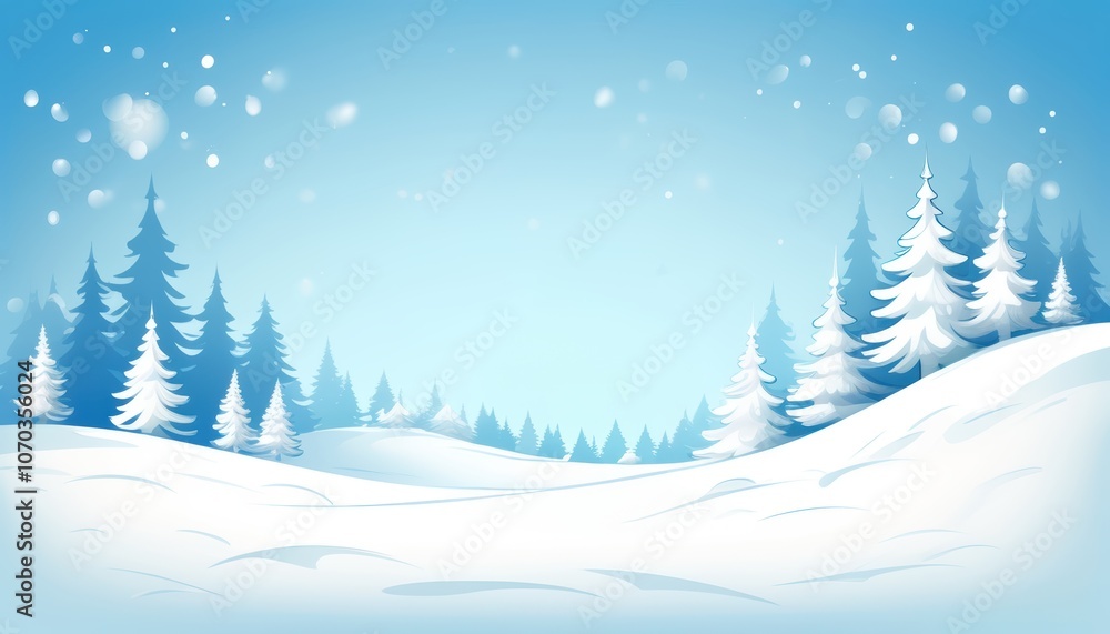 Eine weite, ruhige Winterlandschaft mit schneebedeckten Hügeln und Tannenbäumen, perfekt als Hintergrund mit großzügigem Platz für Text. Generative KI. Eine weite, ruhige Winterlandschaft mit schneebedeckten Hügeln und Tannenbäumen, perfekt als Hintergrund mit großzügigem Platz für Text. Generative KI.