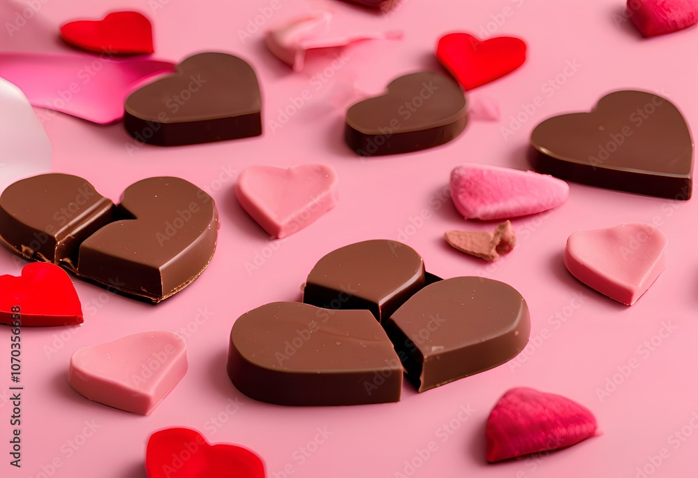 Pink Heart Shaped Chocolate Candy Gift for Valentine's Day Celebration Pink Heart Shaped Chocolate Candy Gift for Valentine's Day Celebration
