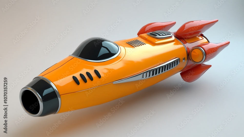 Orange and black retro rocket on a white background. Orange and black retro rocket on a white background.