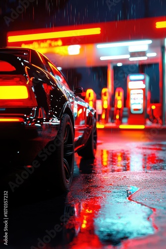 car at gas station. Selective focus