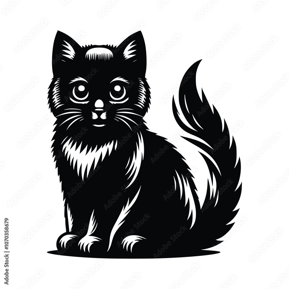 Cute Cat Black Vector, SVG Cute Cat Black Vector, SVG