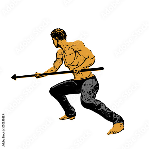 Hunter with spear vector logo