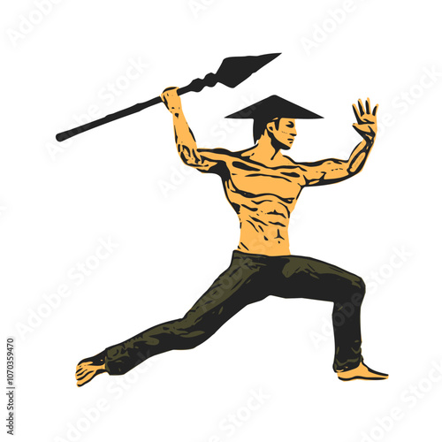 Hunter with spear vector logo