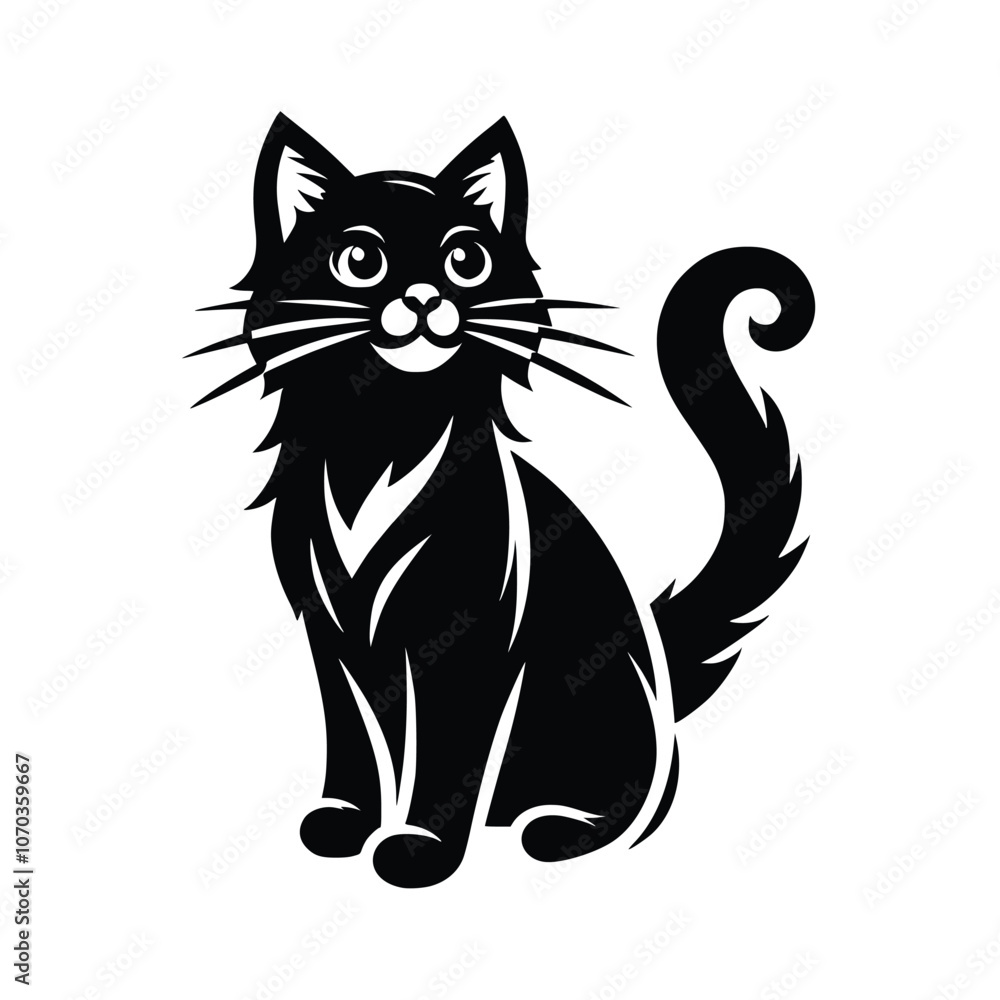 Cute Cat Black Vector, SVG Cute Cat Black Vector, SVG