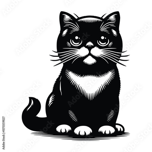 Cute Cat Black Vector, SVG