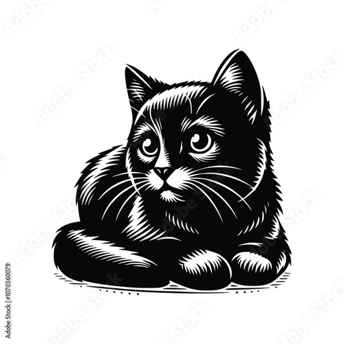 Cute Cat Black Vector, SVG