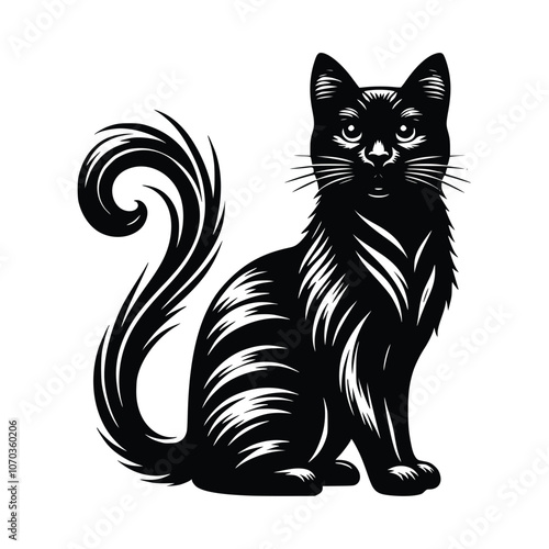 Cute Cat Black Vector, SVG