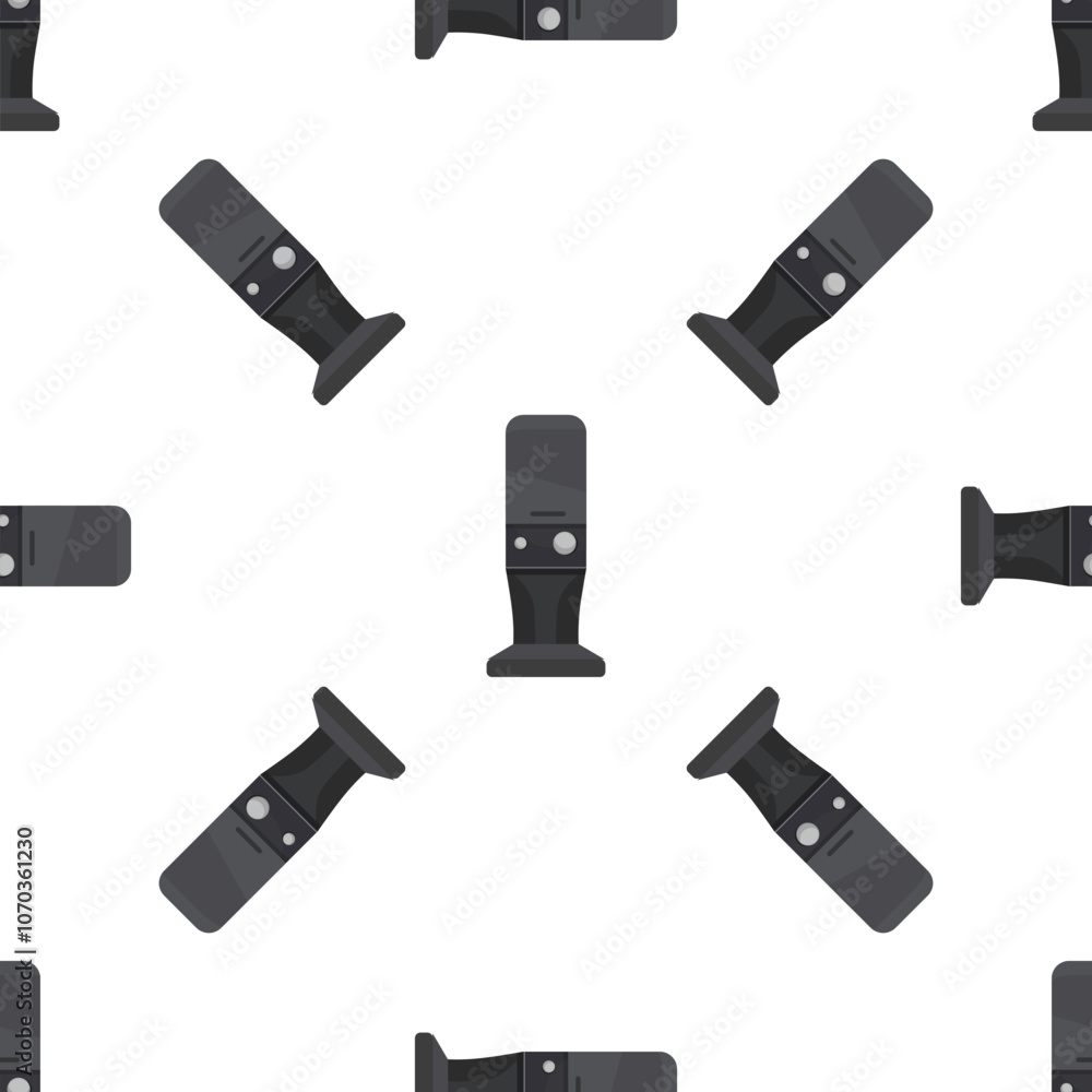 Seamless pattern with professional condenser microphone for recording podcasts, music, or vocals, perfect for audio or music projects Seamless pattern with professional condenser microphone for recording podcasts, music, or vocals, perfect for audio or music projects