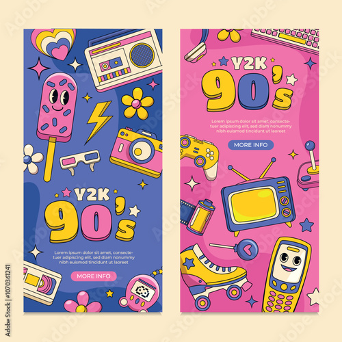 Retro 90s and Y2K Themed Illustration