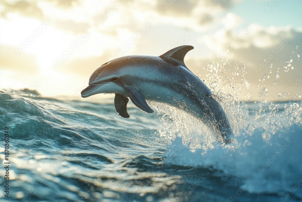 Obraz premium A cute Dolphin leaping out of the water