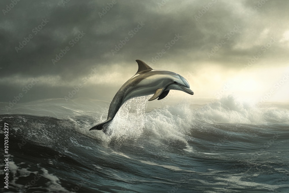Obraz premium A cute Dolphin leaping out of the water