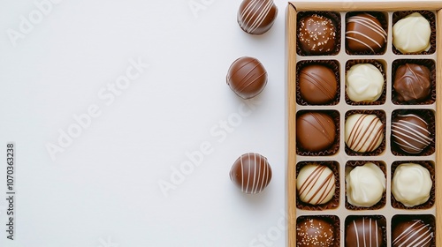 Luxury Christmas chocolate collection in an elegant box on a white background, ideal for seasonal promotions