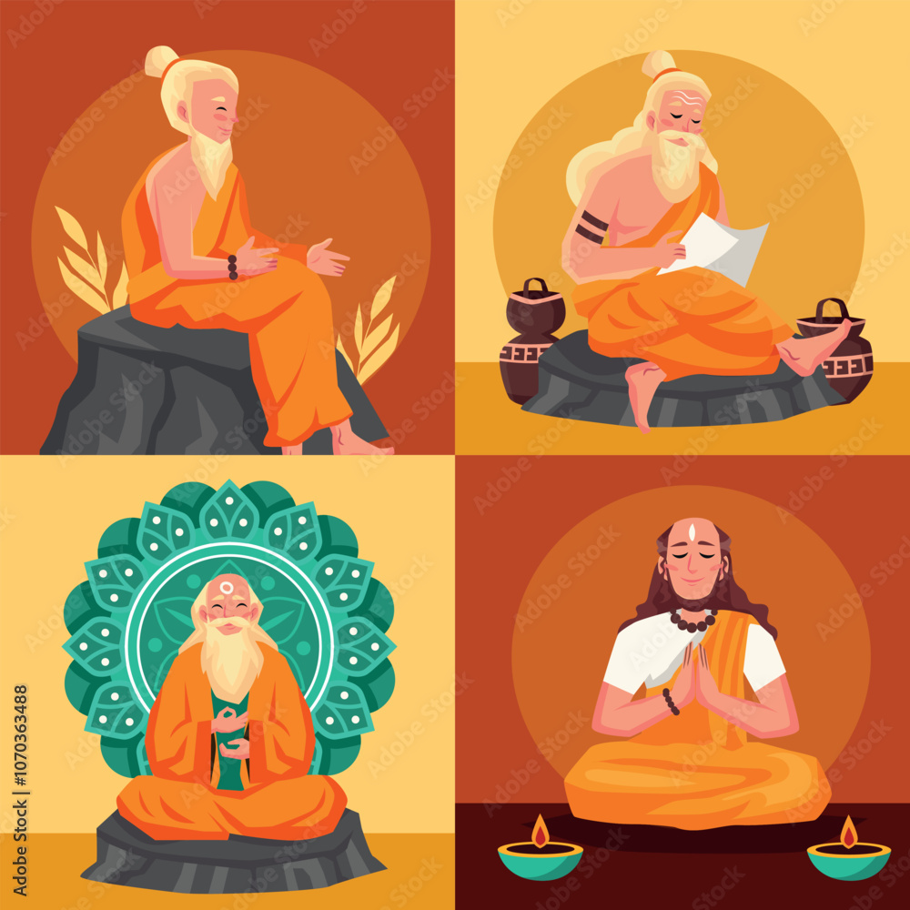 Wise Men in Meditation and Teaching Poses Wise Men in Meditation and Teaching Poses