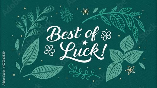 Best of Luck in White Calligraphy on Emerald Background Background