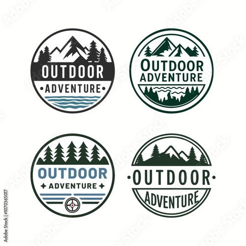 A set of circle badge logos for outdoor adventure