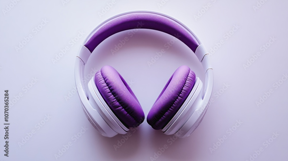 Purple Headphones on White Background Purple Headphones on White Background
