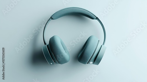 Blue Headphones on a Blue Background photo