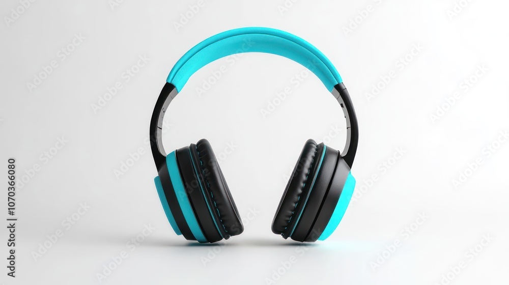 Blue and Black Headphones on a White Background Blue and Black Headphones on a White Background