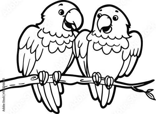 two parrots on a branch