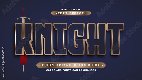 editable 3d knight bold text effect.typhography logo