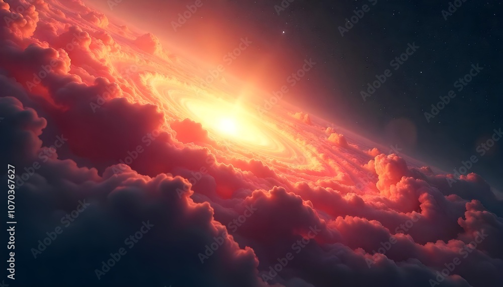 The birth of a sun in a space nebula The birth of a sun in a space nebula
