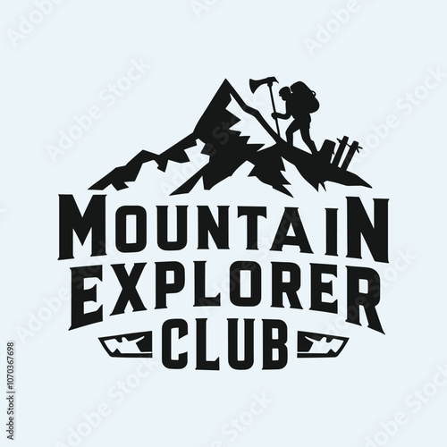 A logo for the Mountain Explorer Club with hiker