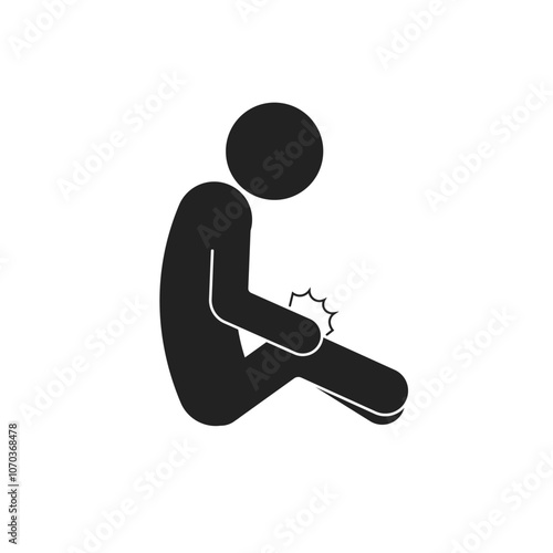 Isolated pictogram knee pain, foot muscle ache, leg cramps for health care label sign