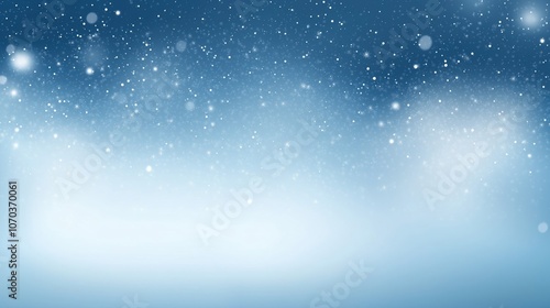 Elegant abstract winter snow background featuring falling snowflakes and bokeh lights on a soft blue gradient. Perfect for Christmas, New Year, or festive seasonal designs with a dreamy, blurred atmos