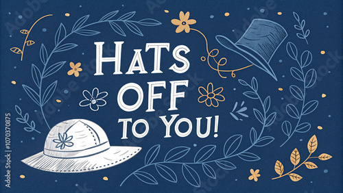 Hats Off to You in Elegant White on Deep Sapphire Background