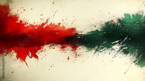 red and white paint splashes, Italy flag colors abstract watercolor background