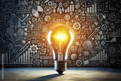a light bulb wita light bulb with a drawing of a business card on the wallh a drawing of a business card on the wall