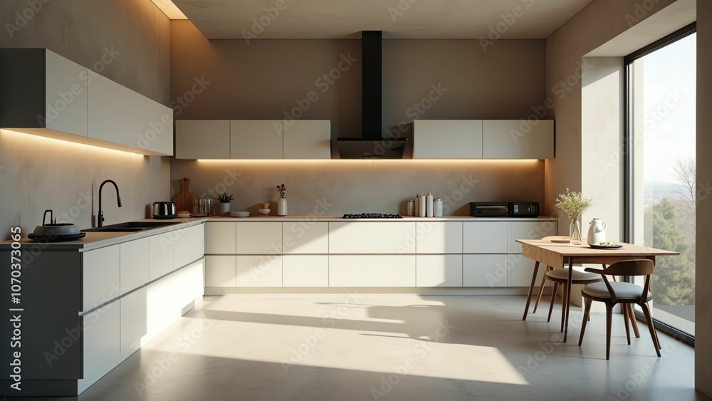 Serene and Sophisticated Kitchen Design with Minimalist Elegance and Natural Accents Serene and Sophisticated Kitchen Design with Minimalist Elegance and Natural Accents
