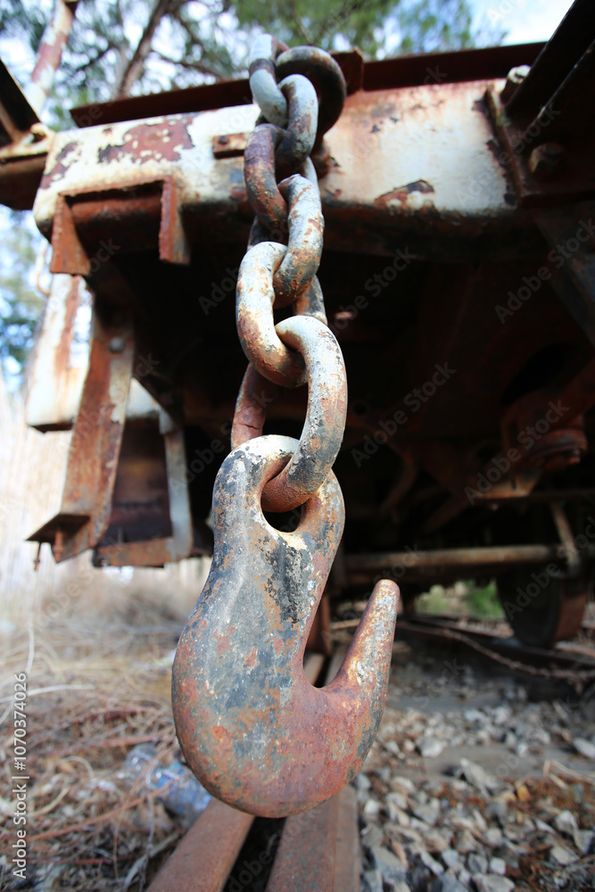 Old rusty metal chains at old ship at sea Old rusty metal chains at old ship at sea