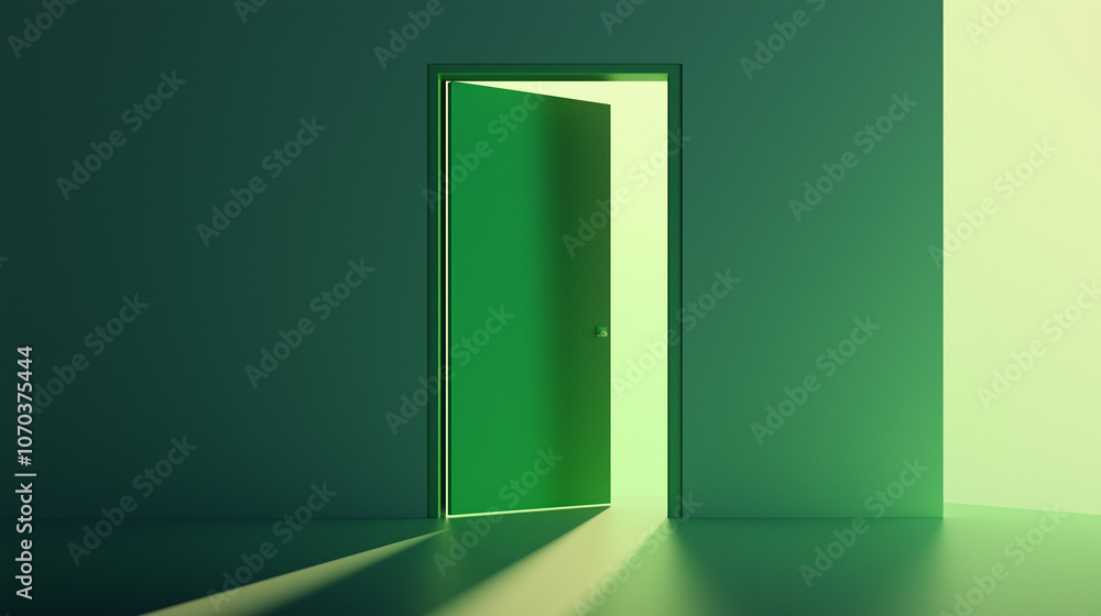 door to the green, door to the light, Open door, green empty space door to the green, door to the light, Open door, green empty space