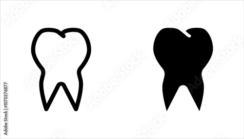 Tooth and teeth icon set. For dentistry, dental clinic, toothpaste and mouthwash. Vector illustration on white background.