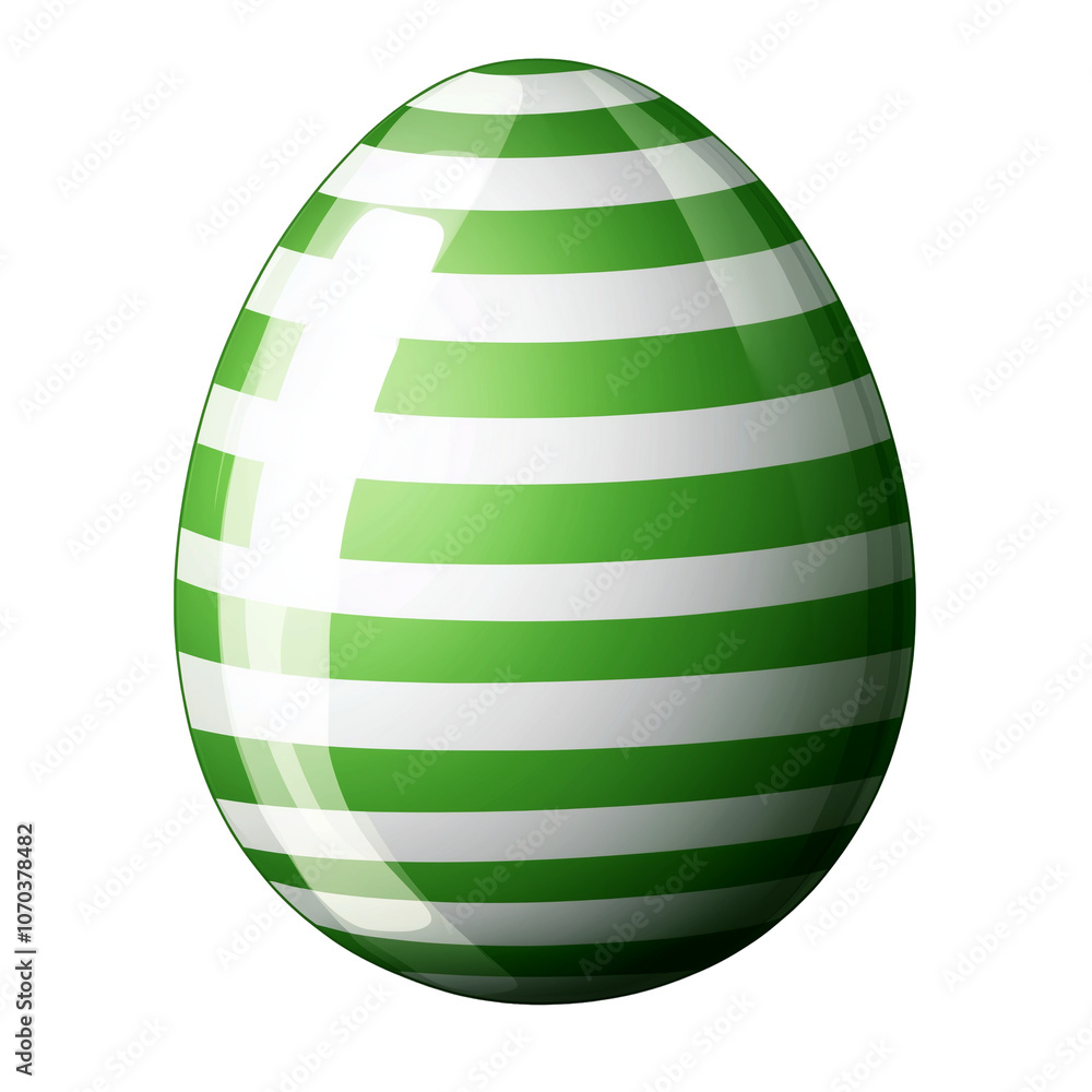Vibrant Easter Egg with Green and White Stripes, Glossy Surface, 3D Rendering, Minimalist Design, Symmetrical Pattern, Transparent Background, Geometric, Festive Holiday Decoration PNG Vibrant Easter Egg with Green and White Stripes, Glossy Surface, 3D Rendering, Minimalist Design, Symmetrical Pattern, Transparent Background, Geometric, Festive Holiday Decoration PNG