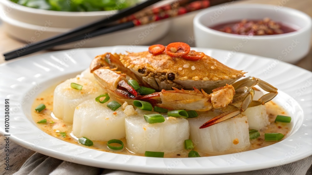 Lunar New Year Sauteed Crab and Rice Cake Dish,Traditional Lunar New Year Dish with Crab and Rice Cakes Lunar New Year Sauteed Crab and Rice Cake Dish,Traditional Lunar New Year Dish with Crab and Rice Cakes