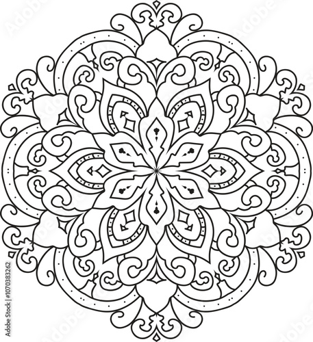 Mandala For Adult coloring page.Flower Outline mandala vector