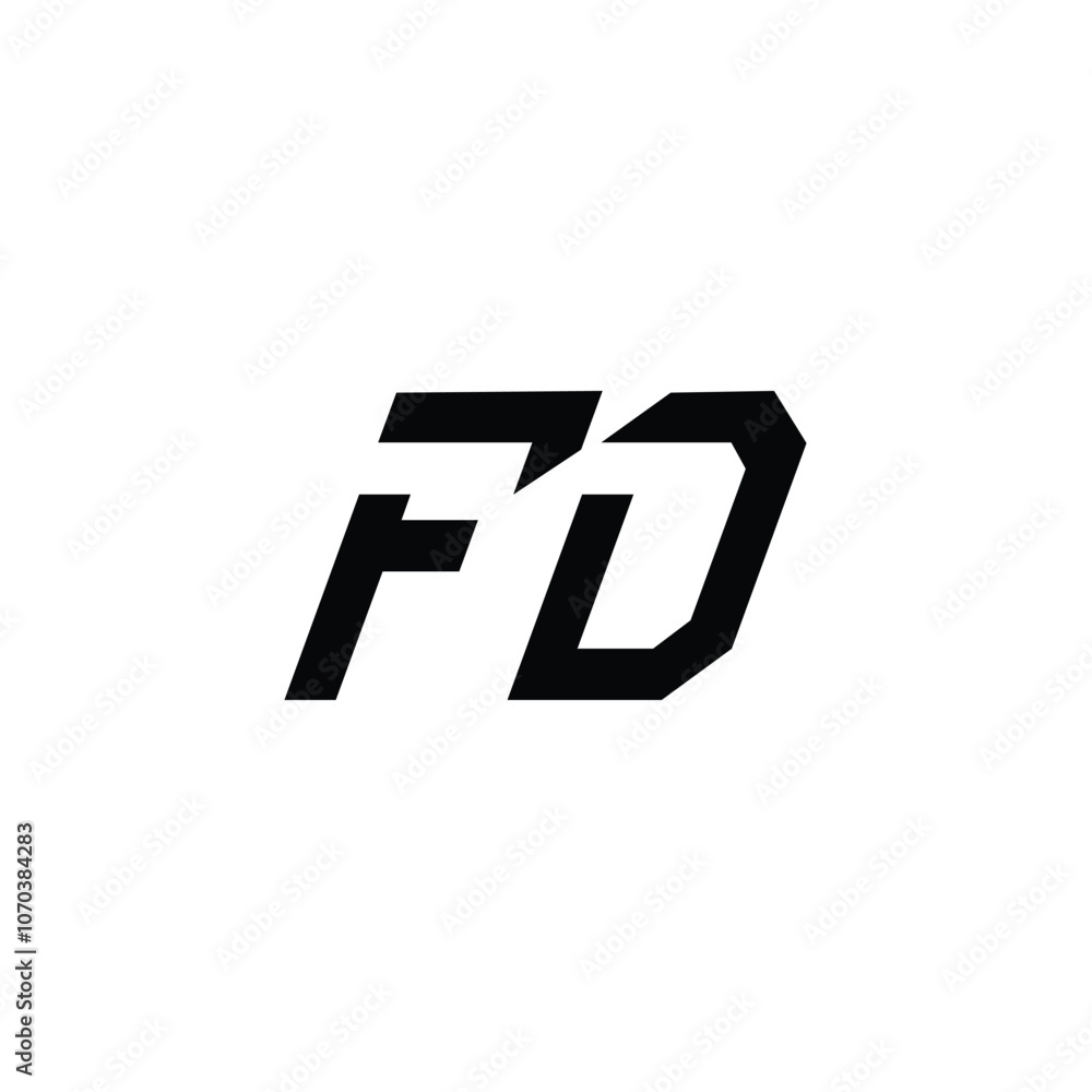 Obraz premium FD monogram logo design letter text name symbol monochrome logotype alphabet character simple logo