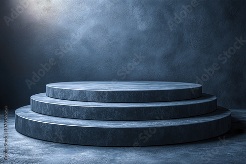 Luxury round black podium for showing product advertisement concept, Photo by AI generative.