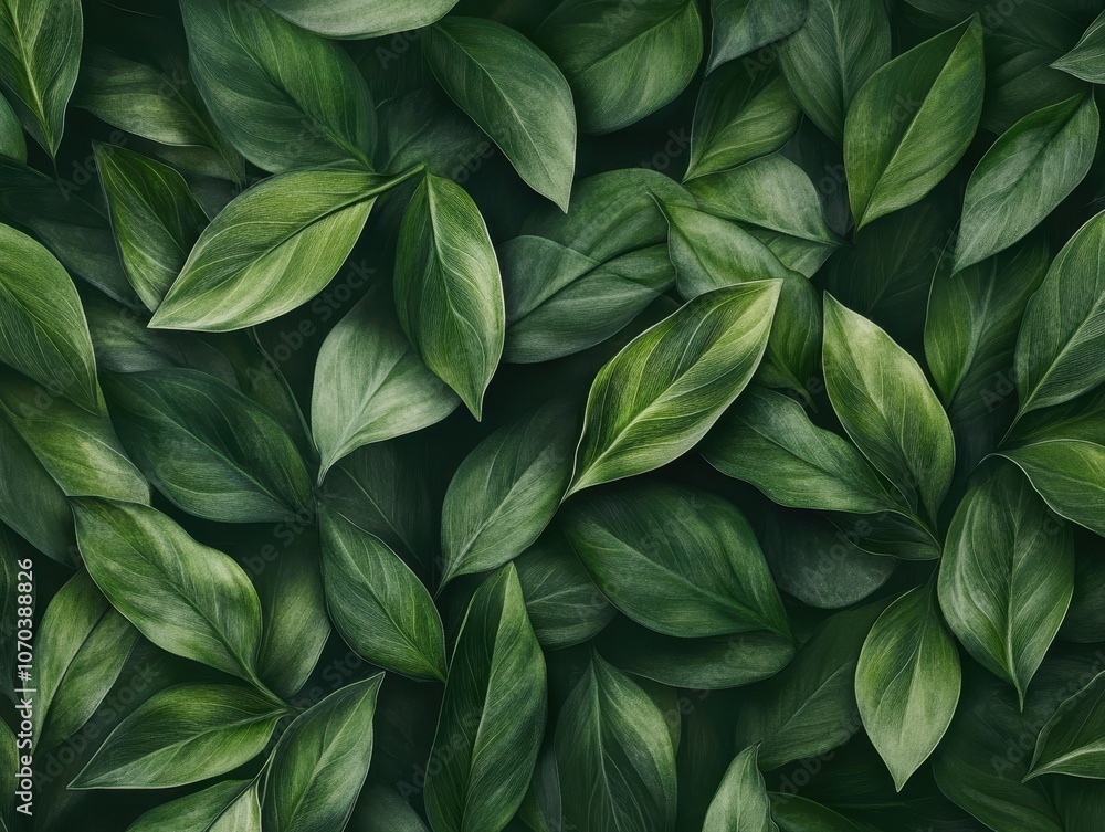 Lush Green Foliage with Detailed Veins Lush Green Foliage with Detailed Veins