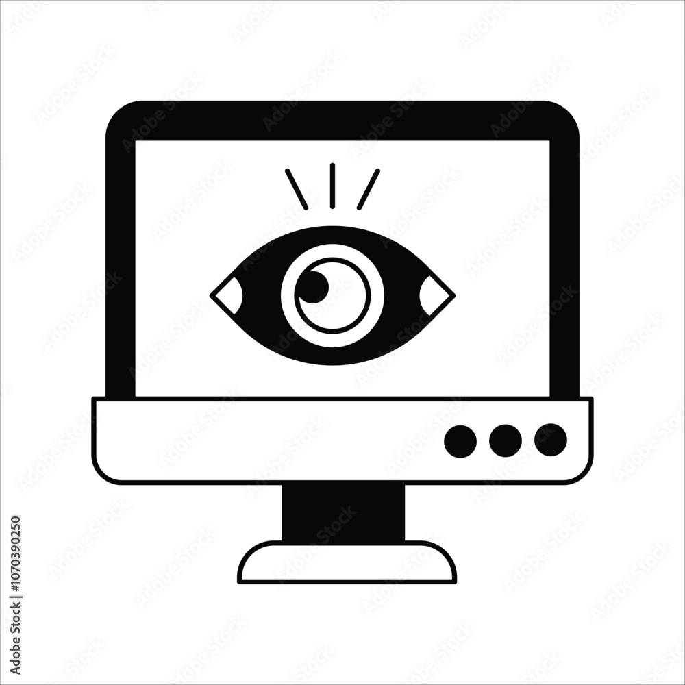 Eye glyph icon with white background vector stock illustration Eye glyph icon with white background vector stock illustration