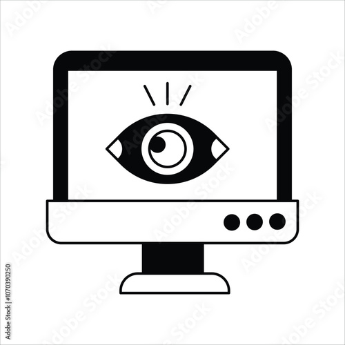 Eye glyph icon with white background vector stock illustration